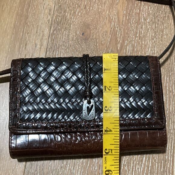 Brighton small wallet/bag Crossbody black and brown woven & crocodile print - Picture 9 of 11